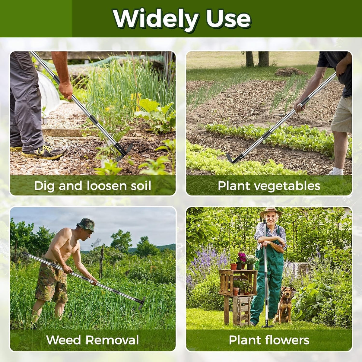 Stand Up Weeder Hand Tool Long Handle Garden Weed Puller With Claw Root Remover
