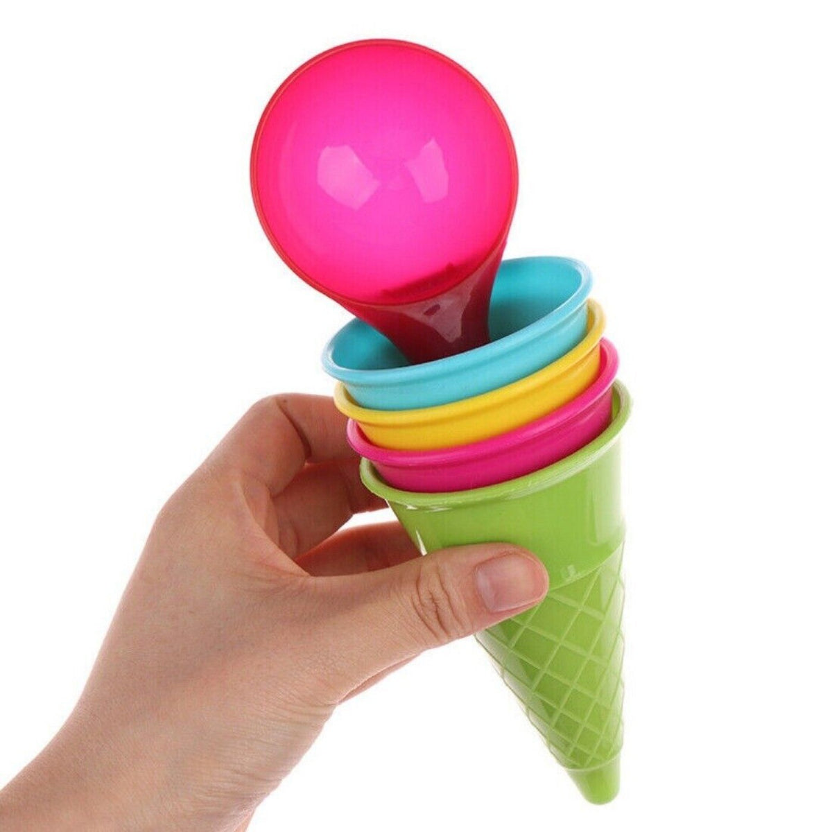 5Pcs Ice Cream Toys Cone Scoop Sets Beach Sand Toys Kids Summer Play Game