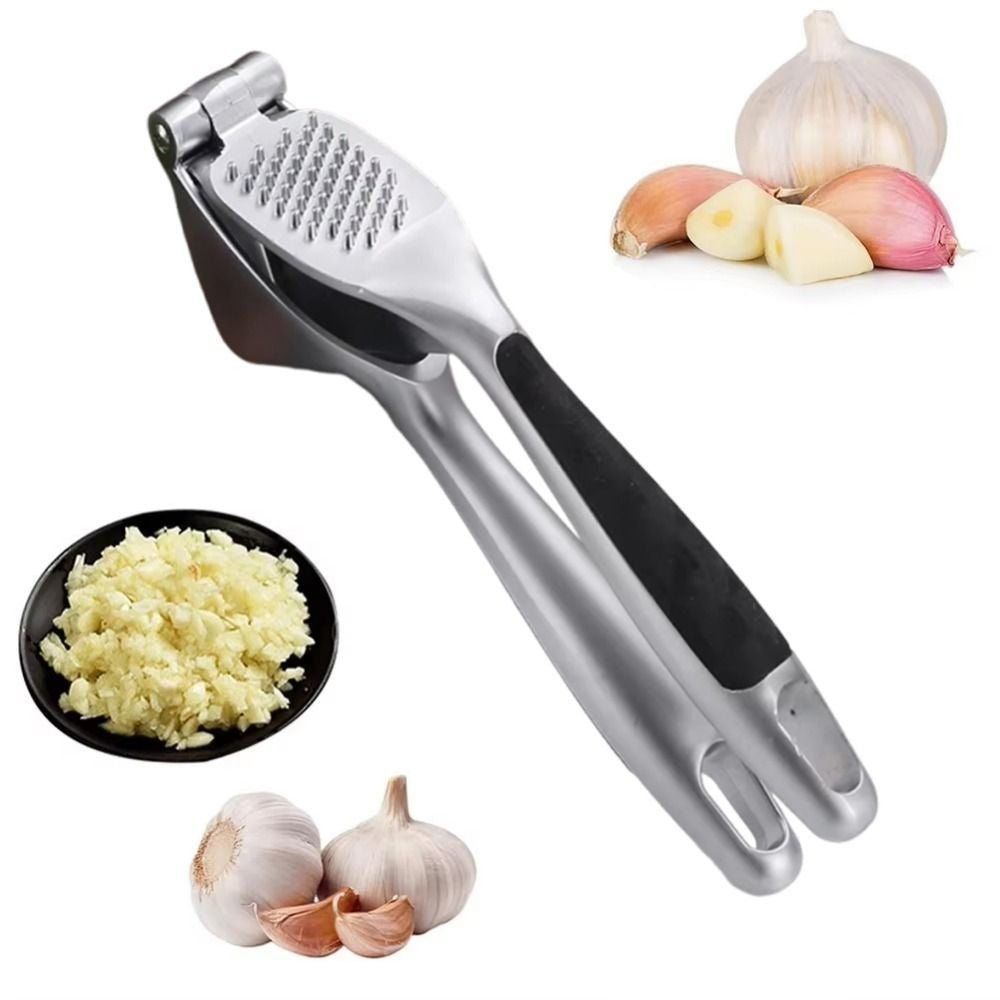 Garlic Press Zinc Alloy Garlic Mincer Crusher With Ergonomic Soft Grip Handle