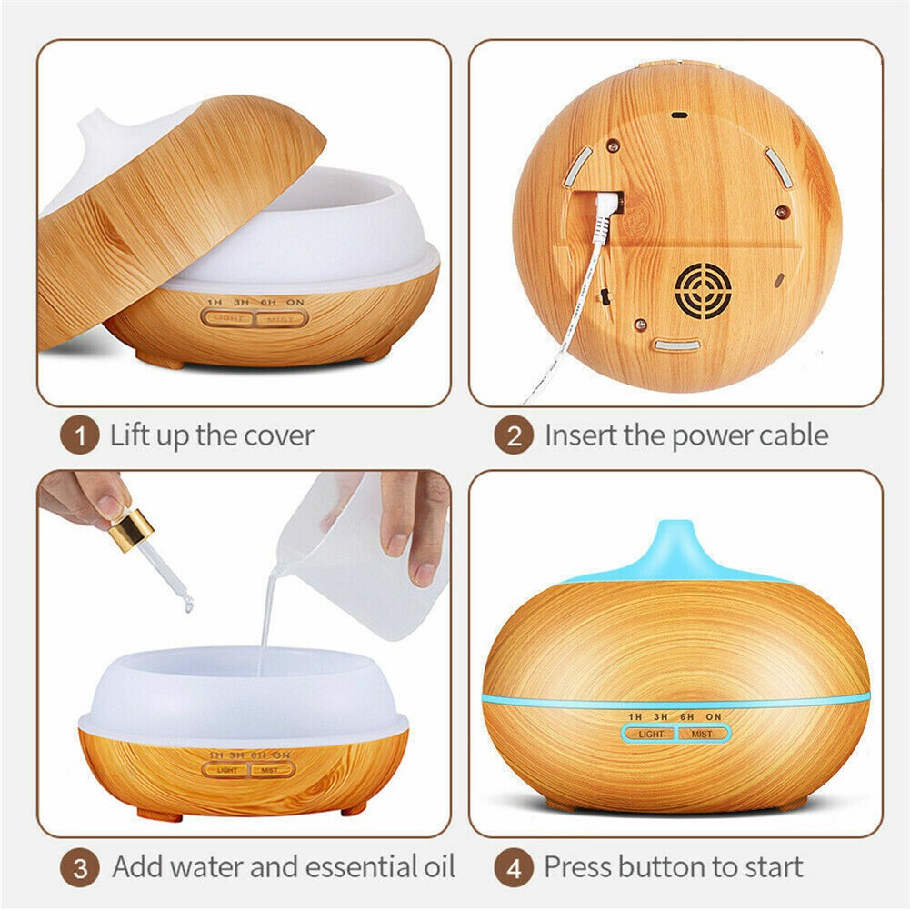 Essential Oil Diffuser Aroma Humidifier LED Ultrasonic Aromatherapy Air Purifier