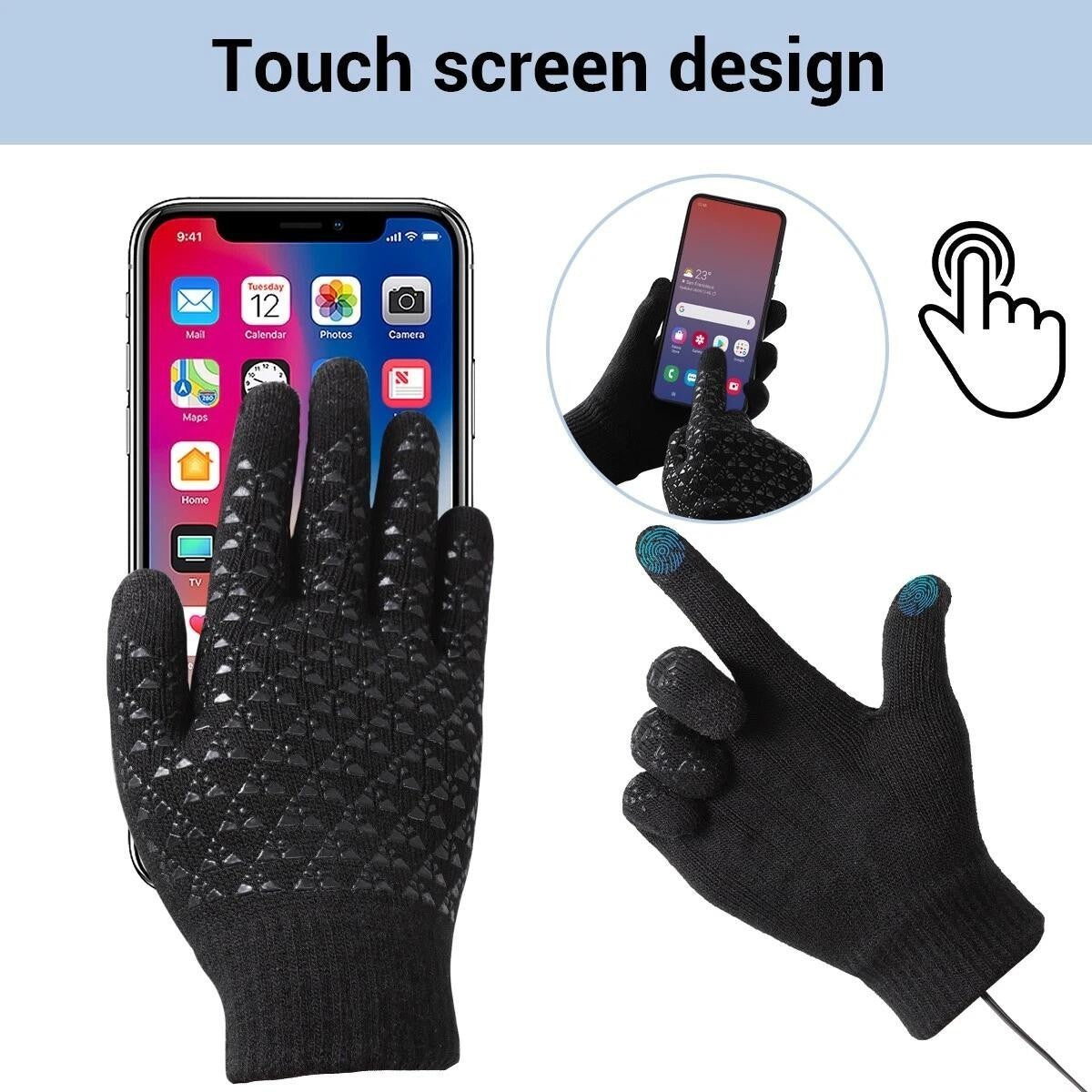 Electric Heated Gloves USB Rechargeable Insulated Warm Thermal Gloves Winter UK