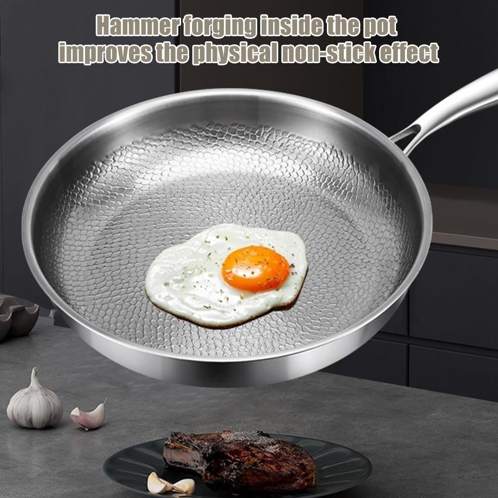 26-30cm Pure Titanium Frying Pan Non-Stick Uncoated Hammered Induction Skillet