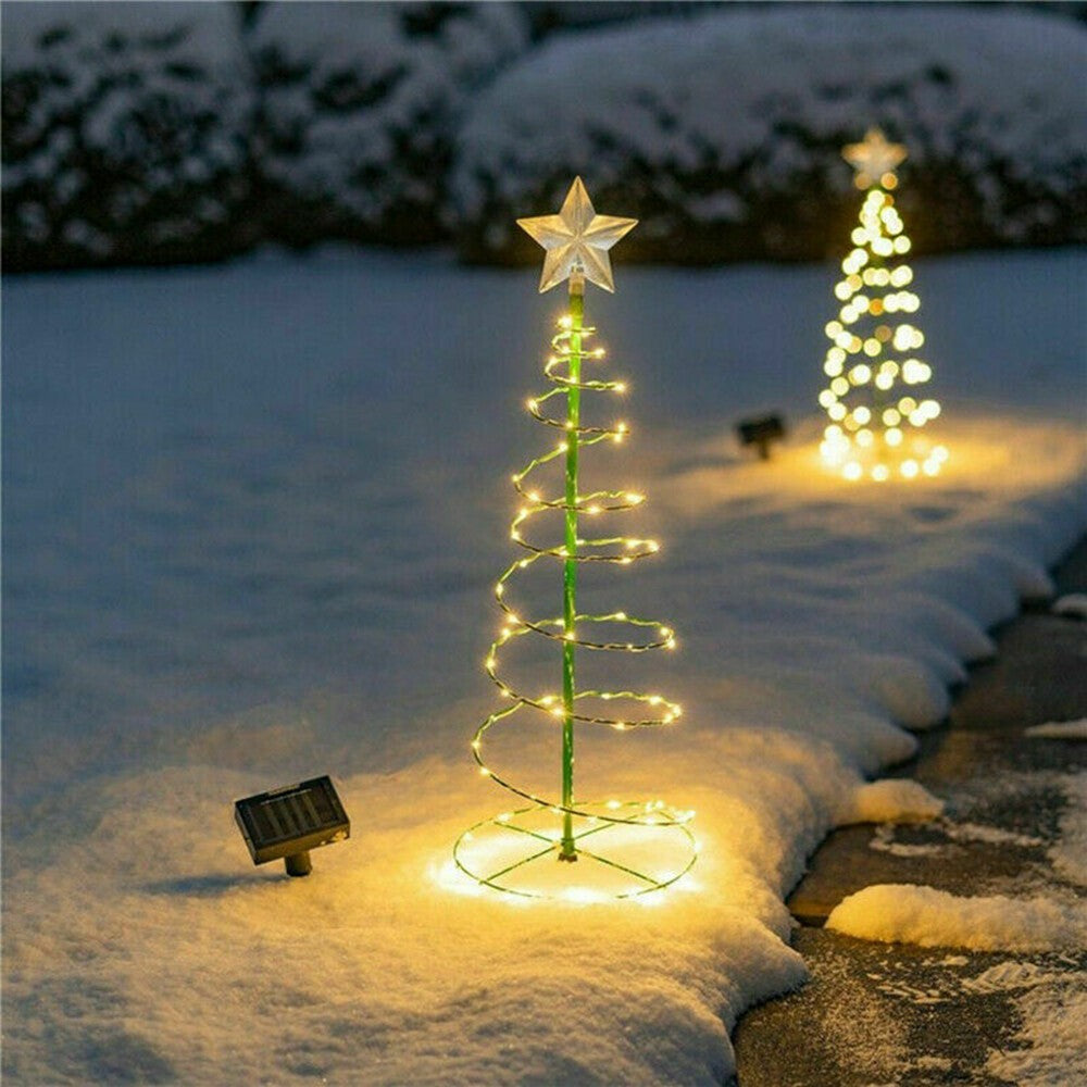 Solar Powered LED Christmas Tree Stake Star Light Outdoor Yard Garden Pathway