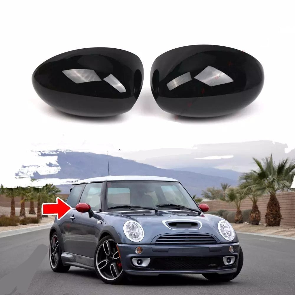 For MINI Cooper R52 R50 R53 Side Mirror Cover Door Wing Mirror Cap Glossy Black