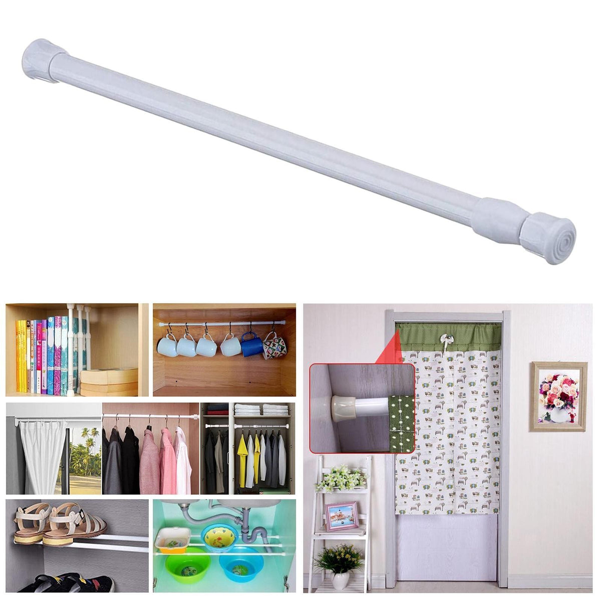 Tension Rods  Cupboard Rods Adjustable Small Spring Tension Rods Extendable