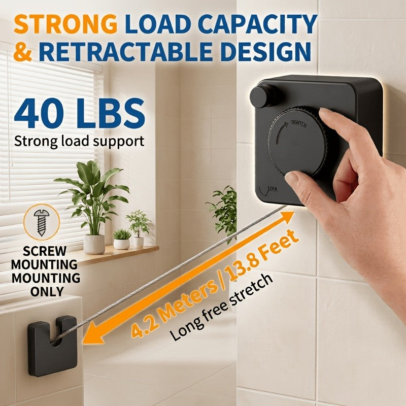 Heavy Duty Extendable Retractable Washing Line Non-Sagging Clothes Line Indoor