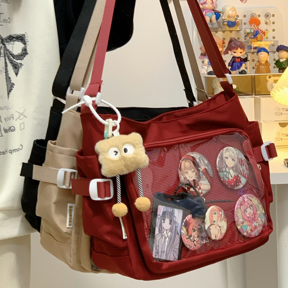 Women Ita Bag Teenagers School Bag Multi-pockets Adjustable Strap Chic Hobo Bag