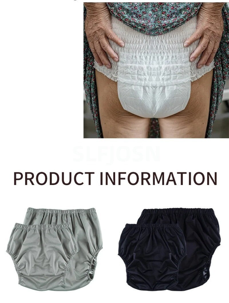 3 PCS Adult Washable Incontinence Underwear Diaper Pants Leak-proof Reusable