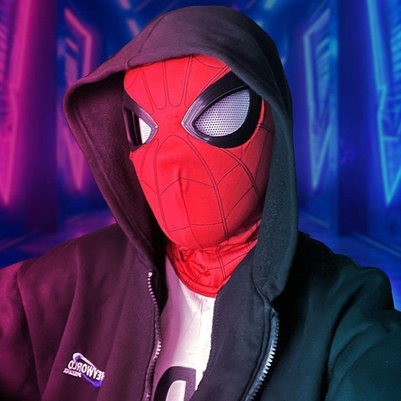Spiderman Mask with Ring Remote Control Eye Closing Blinking Eyes Helmet Cosplay
