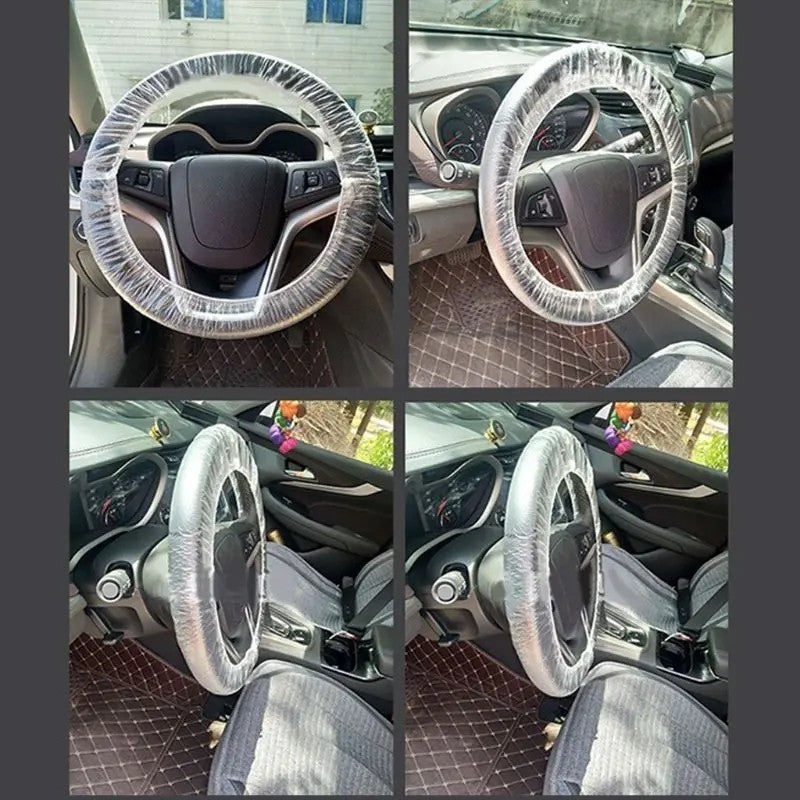 100 Pcs Universally Vehicle Car Disposable Plastic Steering Wheel Protector Cove