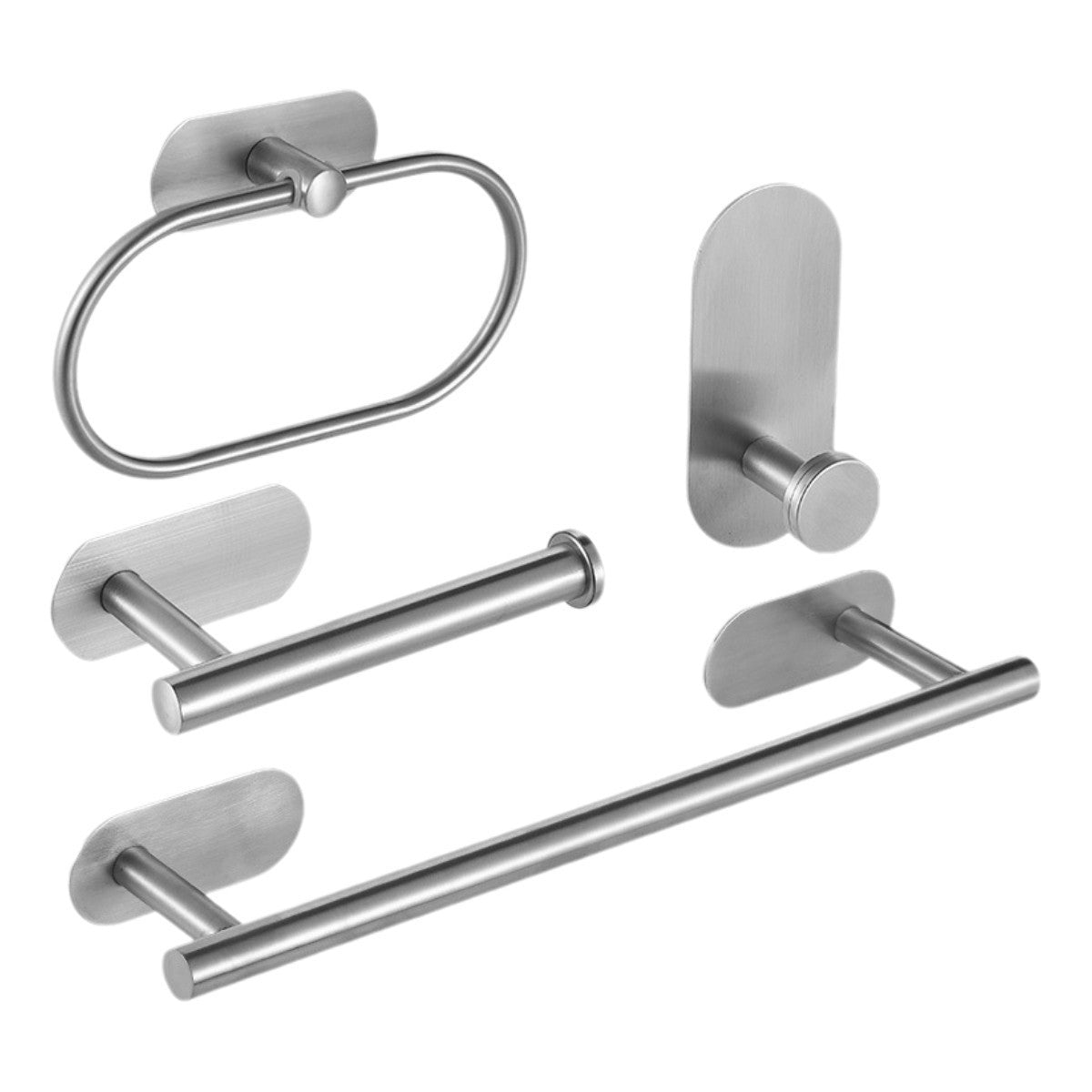 4Pcs Bathroom Accessories Kit Towel Rack Rail Bar Hook Toilet Paper Holder Set