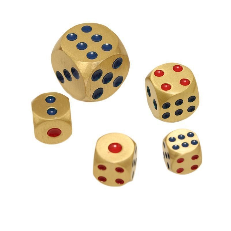 6Pcs 13-20mm Game Solid Brass Dice Heavy Metal D6 Each Hand Polished Gold