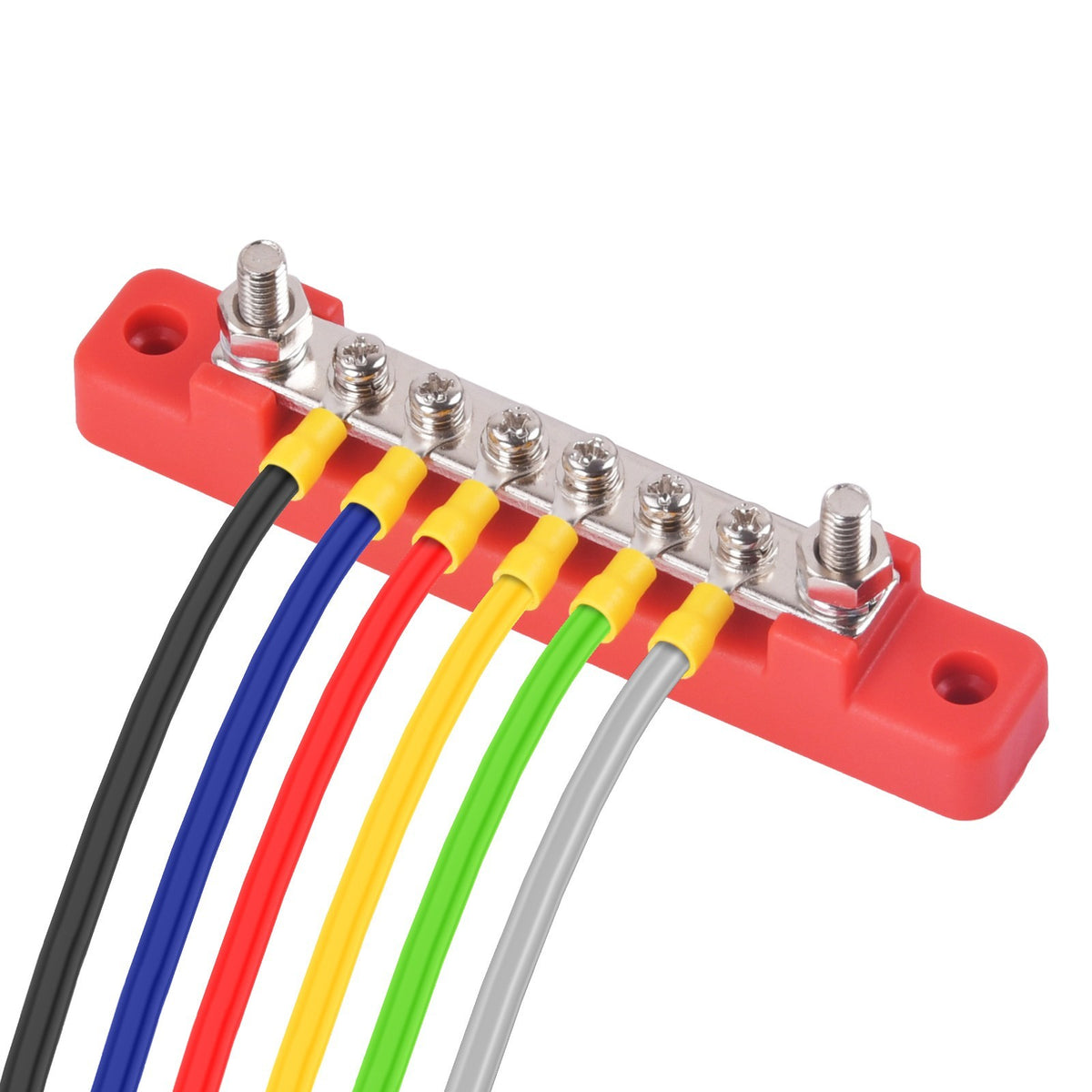 2Pcs 12V 150A Busbar 6 Way Red+Black Bus Bar Power Distribution Terminal Block