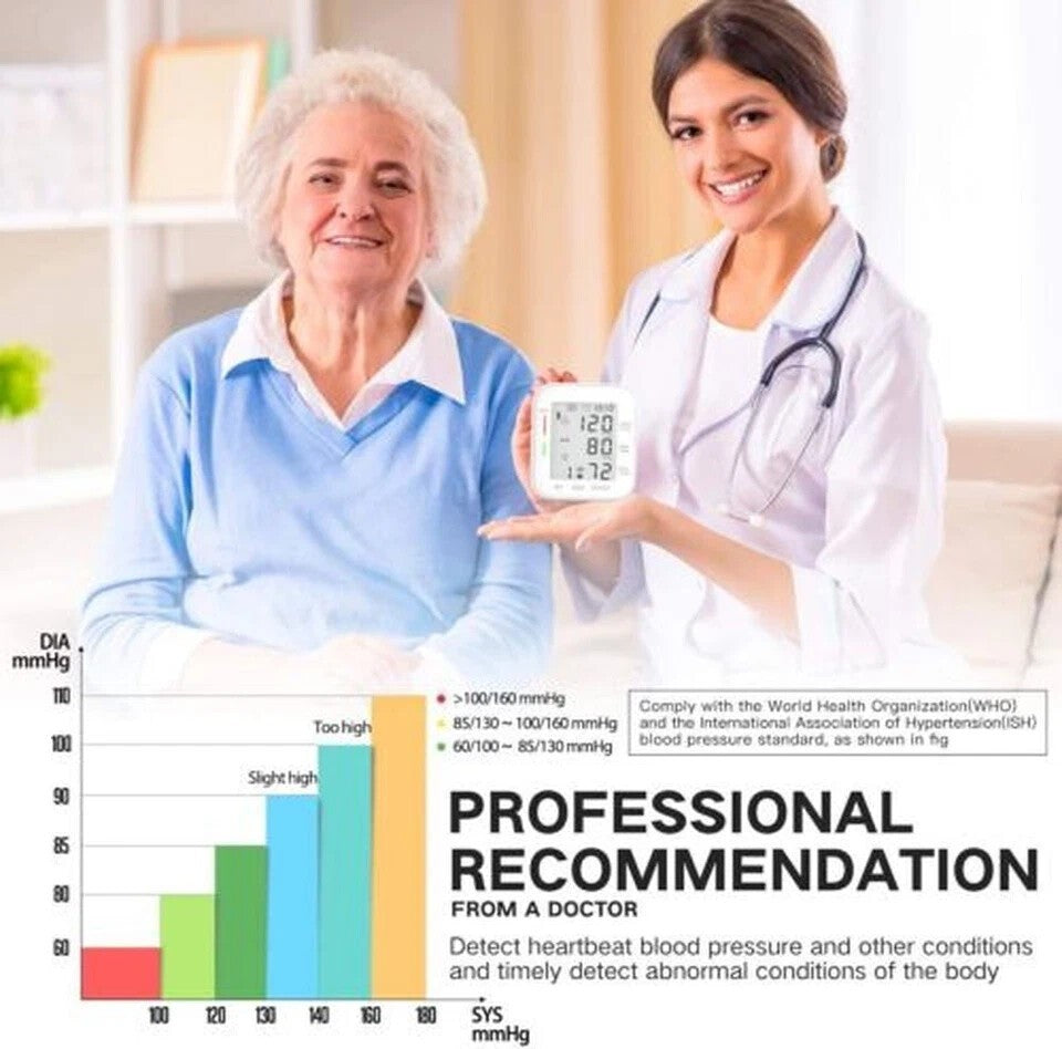Automatic Digital Arm Blood Pressure Monitor Heart Rate Machine Meter BP Cuff
