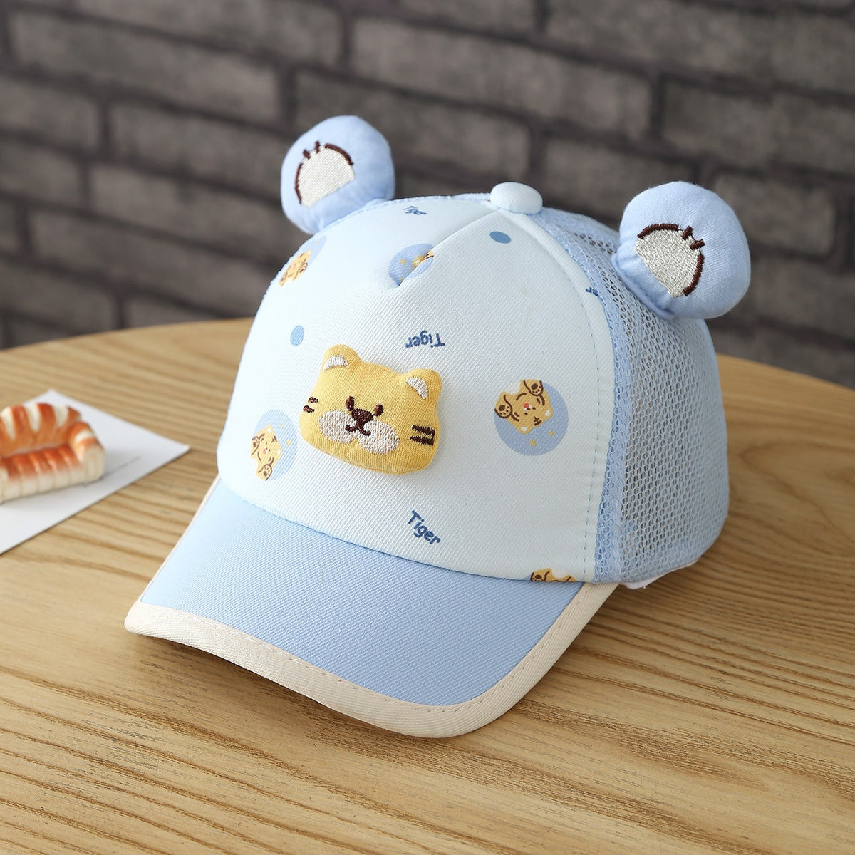 Children's Trendy Printed Lettering Cartoon Animal Semi-netted Brimmed Hat...