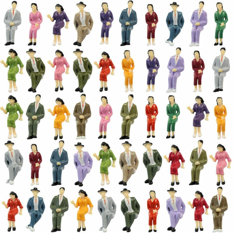 50pcs Model Train G scale Sitting Figures 1:25 Painted Seated People 7 Poses