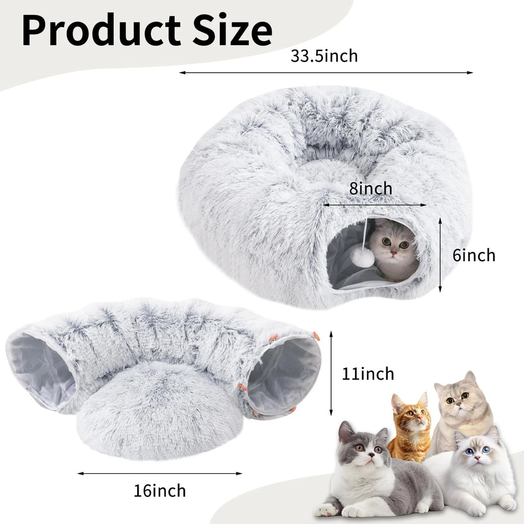 Cat Tunnel Collapsible Pet Play Tube Dogs Bunnies Crinkle Suede Tunnel Removable