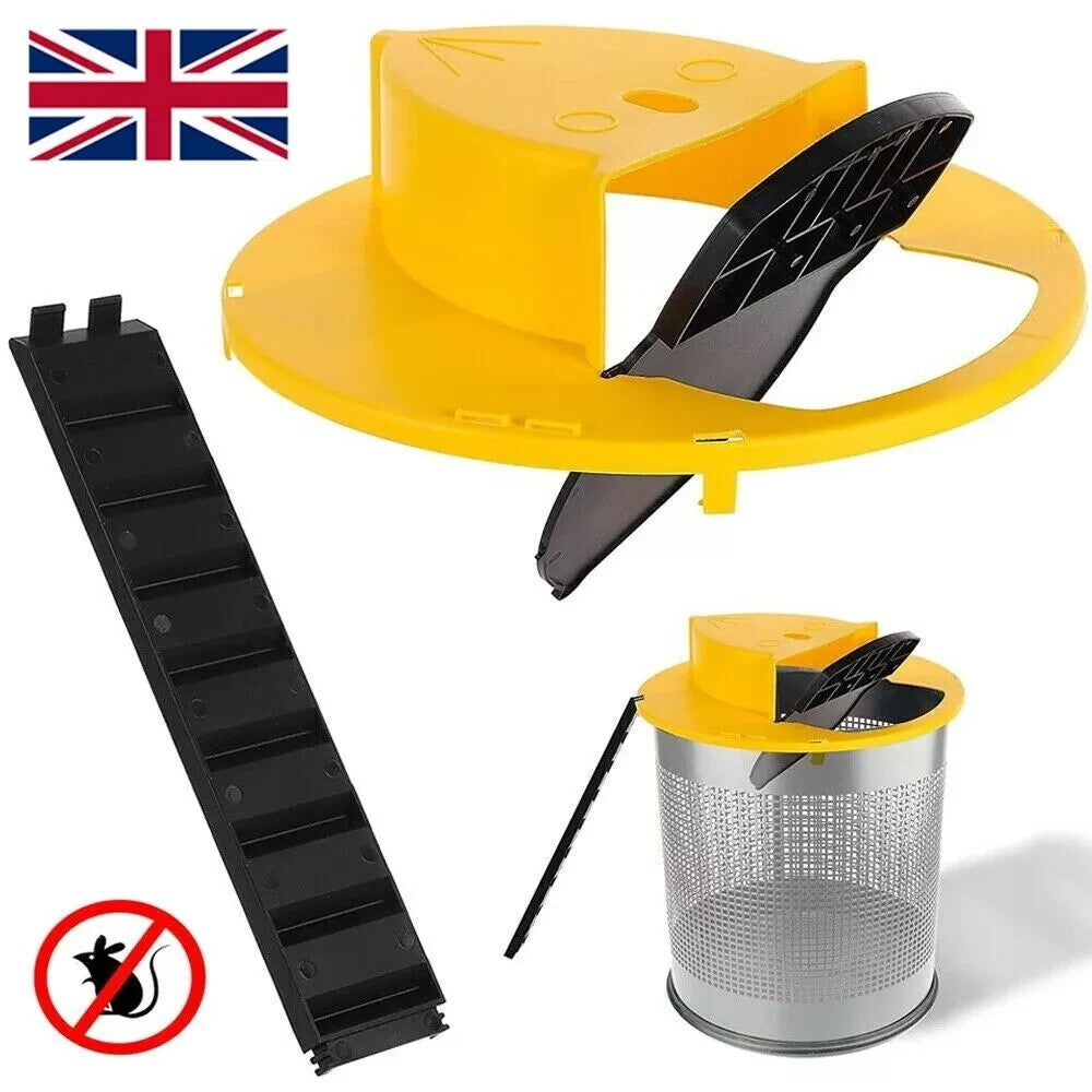 2X Mouse Trap Flip Slide Bucket Lid Mouse Rat Trap + Ladder Catch Trap Reusable