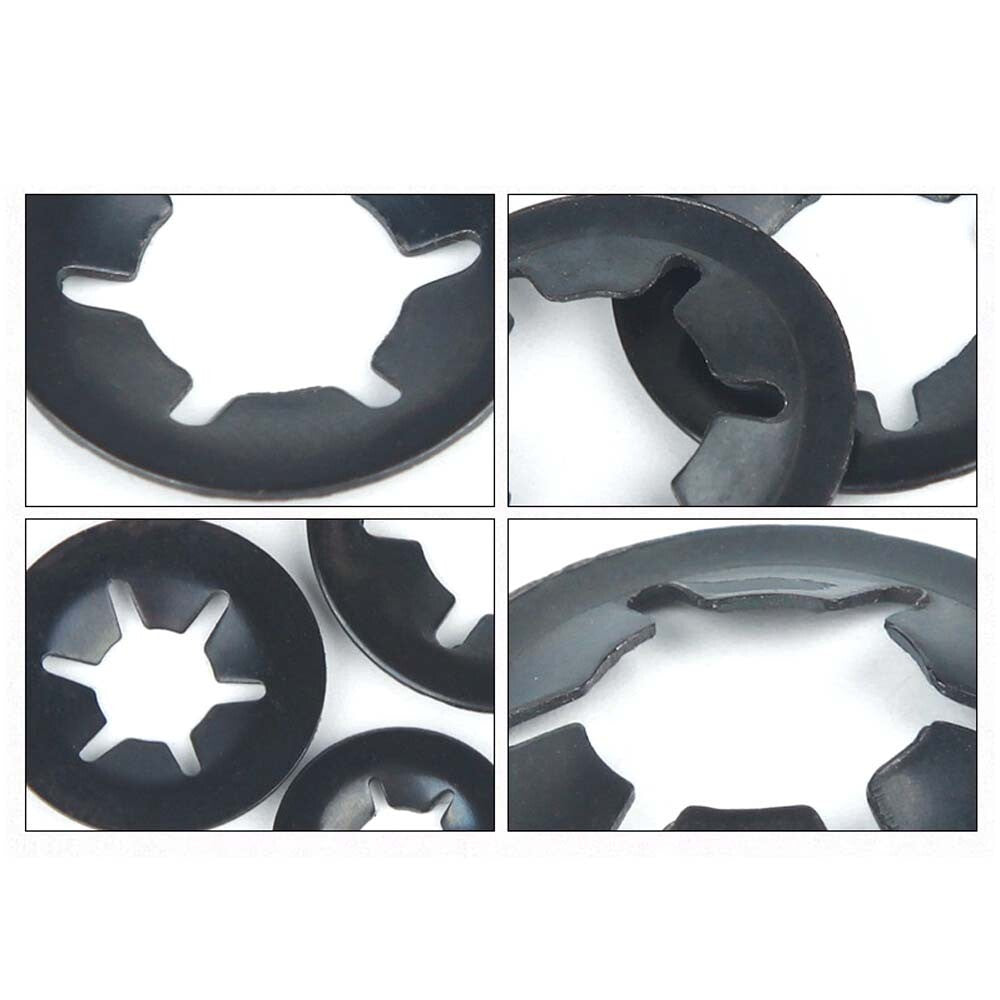 280/340Pcs Starlock Washers Push On Lock Star Tooth Grab Fastener Clips Lock Set