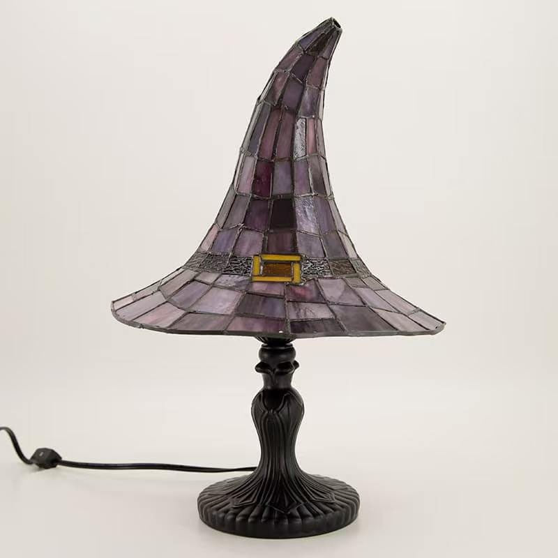 30cm Witch Hat Lamp,Stained Glass Resin Wizard Hat Light Gothic Table Lamp Spook