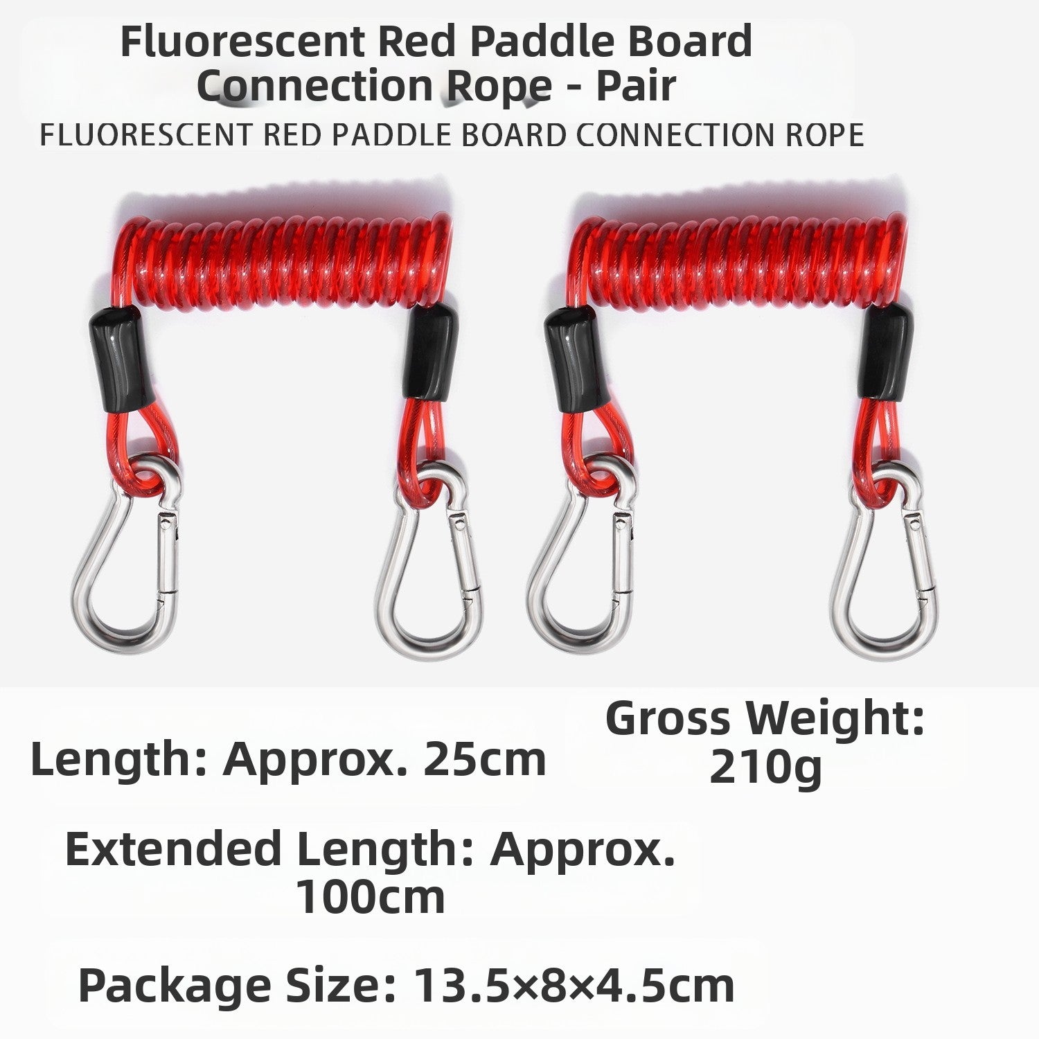 Paddle Board Connecting Safety Rope Elastic Coiled Bungee for Surfboard
