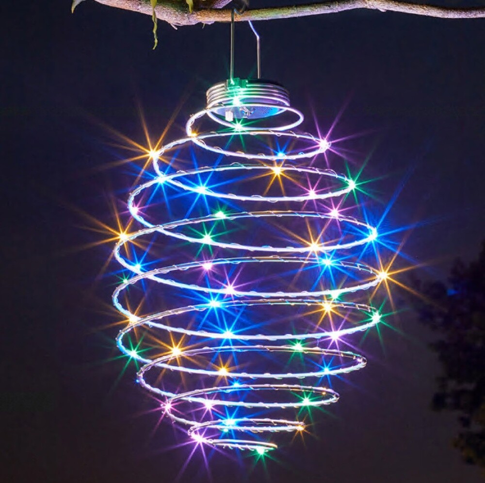 Solar Spiral Light LED Warm White Rainbow Outdoor Patio Garden Fence Decor