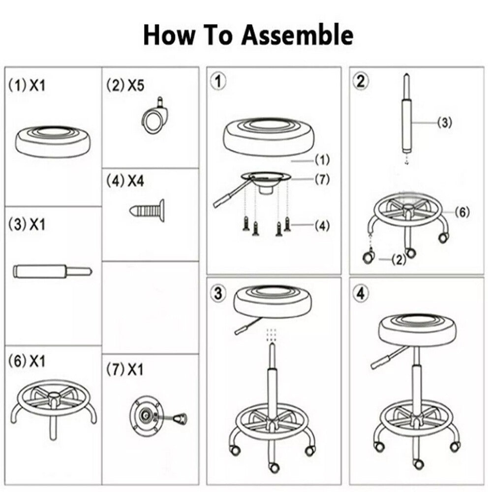 Adjustable Beauty Spa Salon Stool Massage Lift Hairdressing Round Swivel Chair