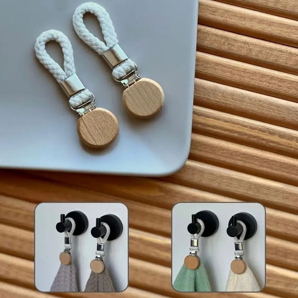 4pcs Towel Hanging Clips Clamps Braided Multipurpose Cotton Loop Metal Hook Home