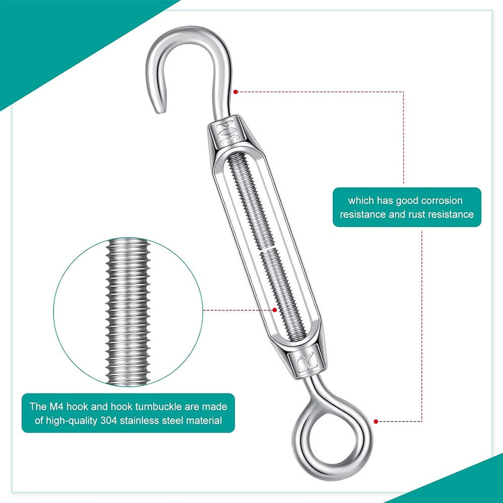 5PC Steel Hook Strainer Turnbuckle Wire Tensioner Eye Rope Cable Tension Heavy