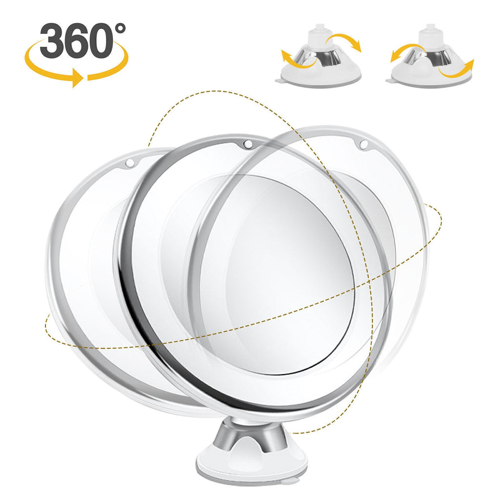 Fogless Makeup Mirror with Holder – 360° Rotating Suction Cup Bathroom Mirror