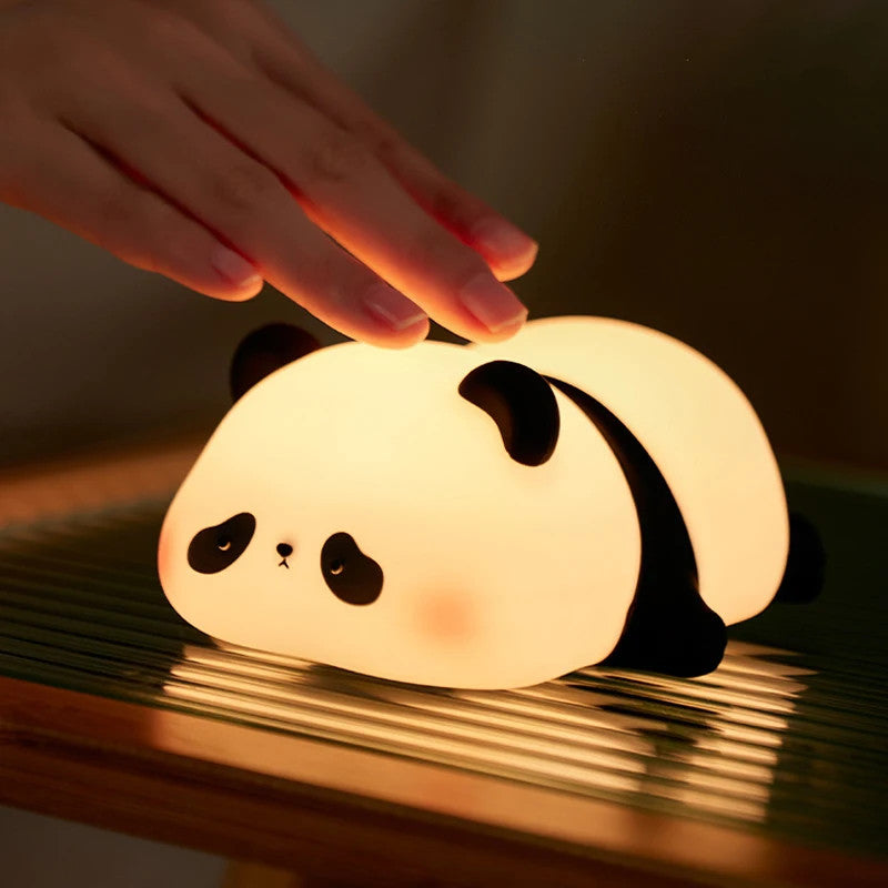 Cartoon LED Night Light Silicone Touch Lamp Dimmable USB Rechargeable Kids Gift