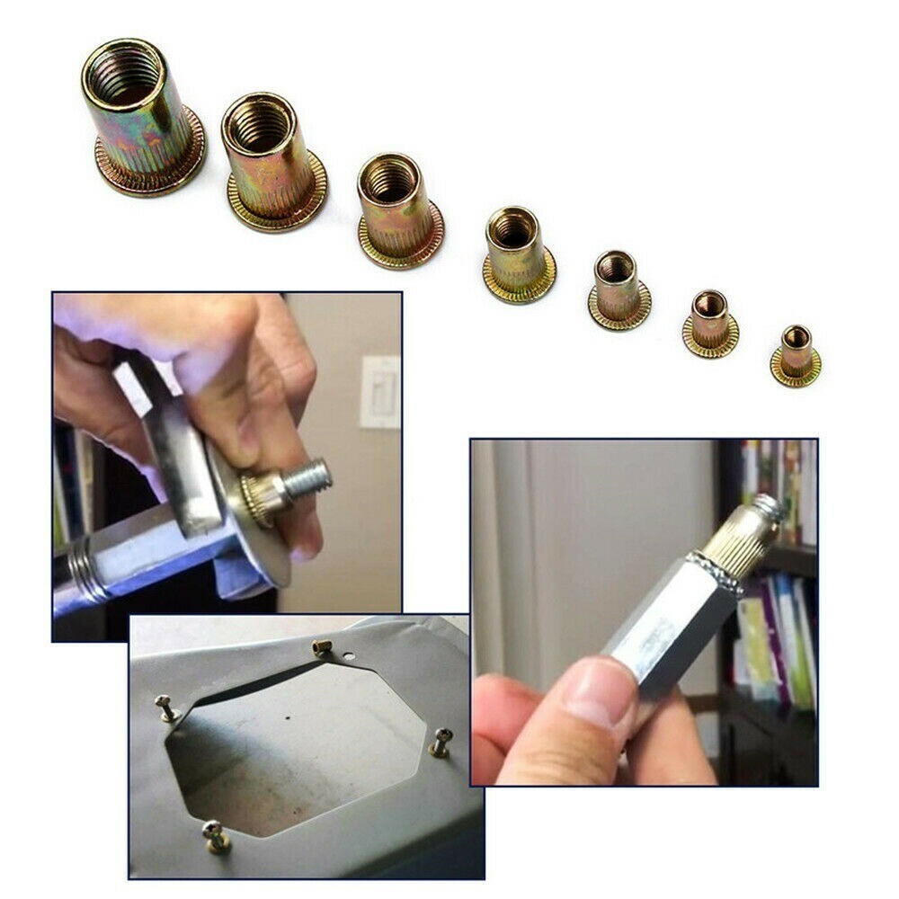 150Pcs Set Rivet Nut Kit Mixed Zinc Steel Rivnut Insert Nutsert Threaded M3-M10