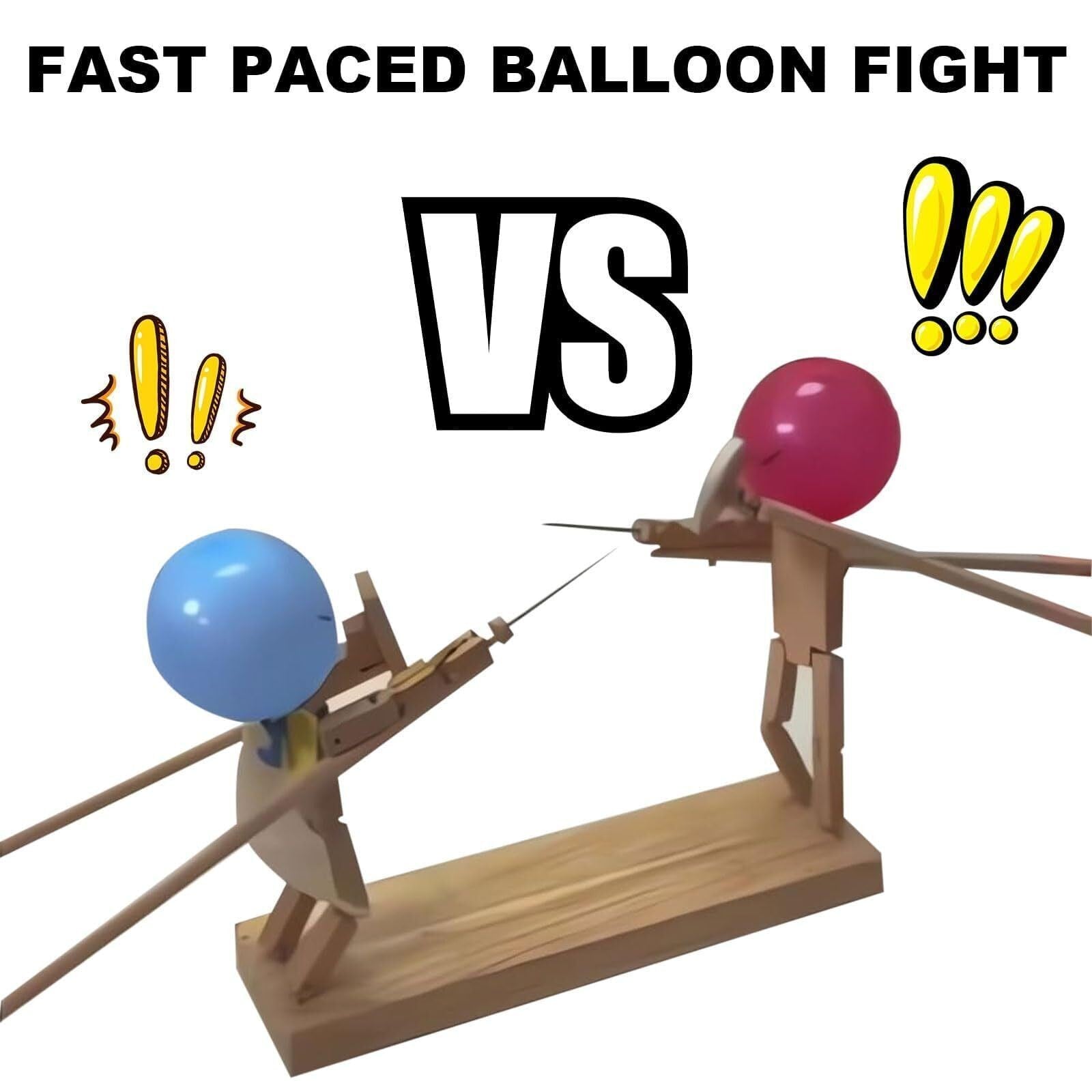2 Players Balloon Bamboo Man Battle Handmade Wooden Fencing Puppets Party Games