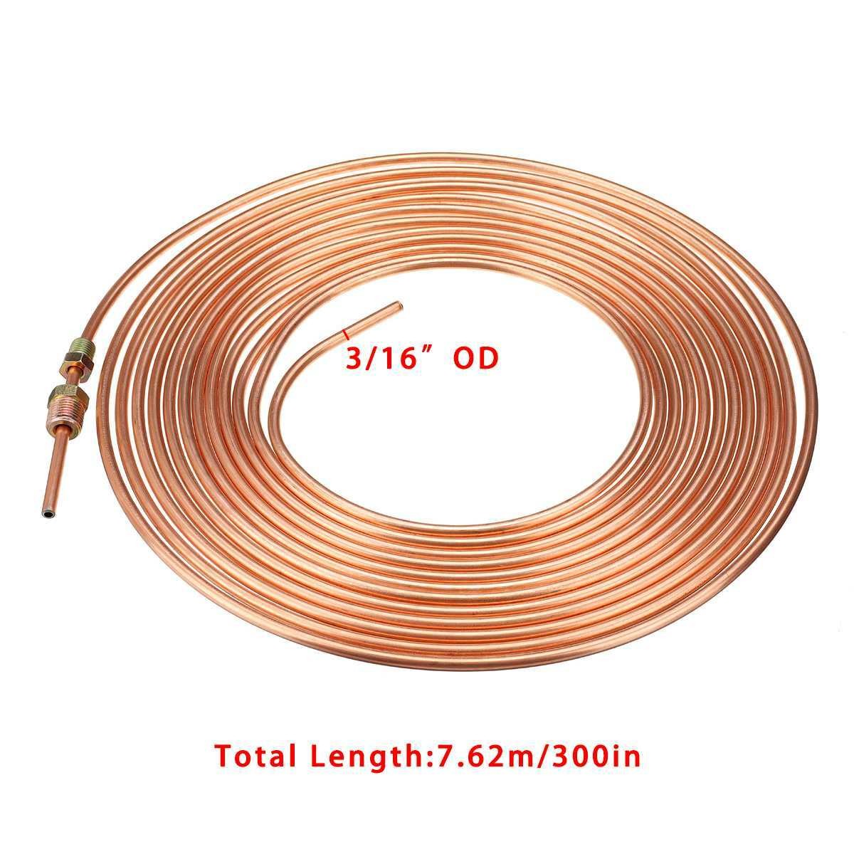 1 Roll 25ft 3/16" OD Copper Nickel Brake Line Pipe Tubing Tube Hose Kit For Car