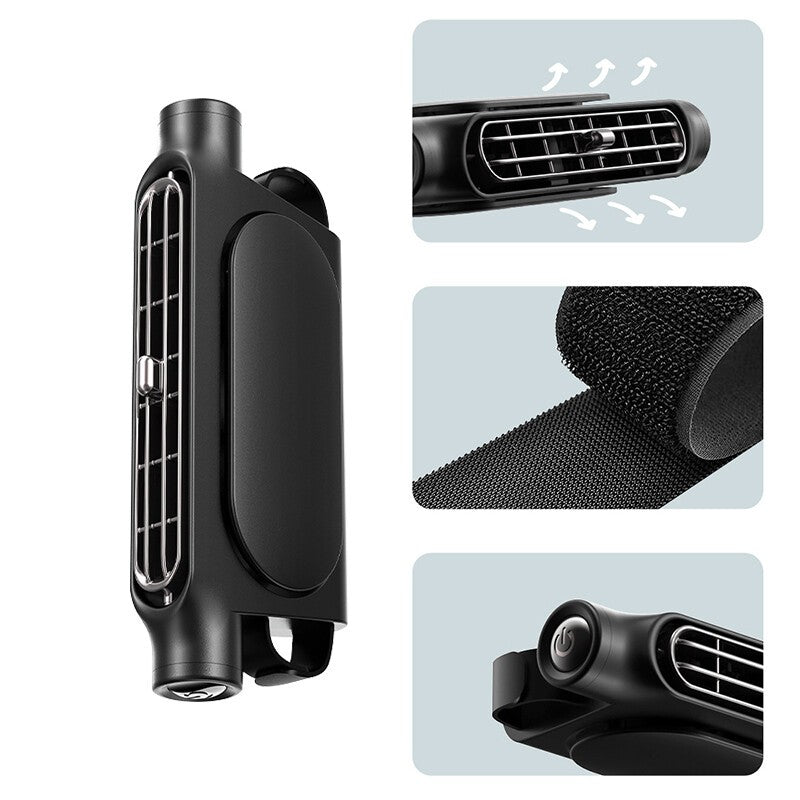 USB Mini Fan Car Seat Back Cooling Fan Portable 3-speed Headrest Silent Cooler