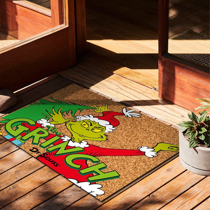 Christmas Decoration Doormat Grinch Welocome Entrance Carpet Indoor Floor Mat