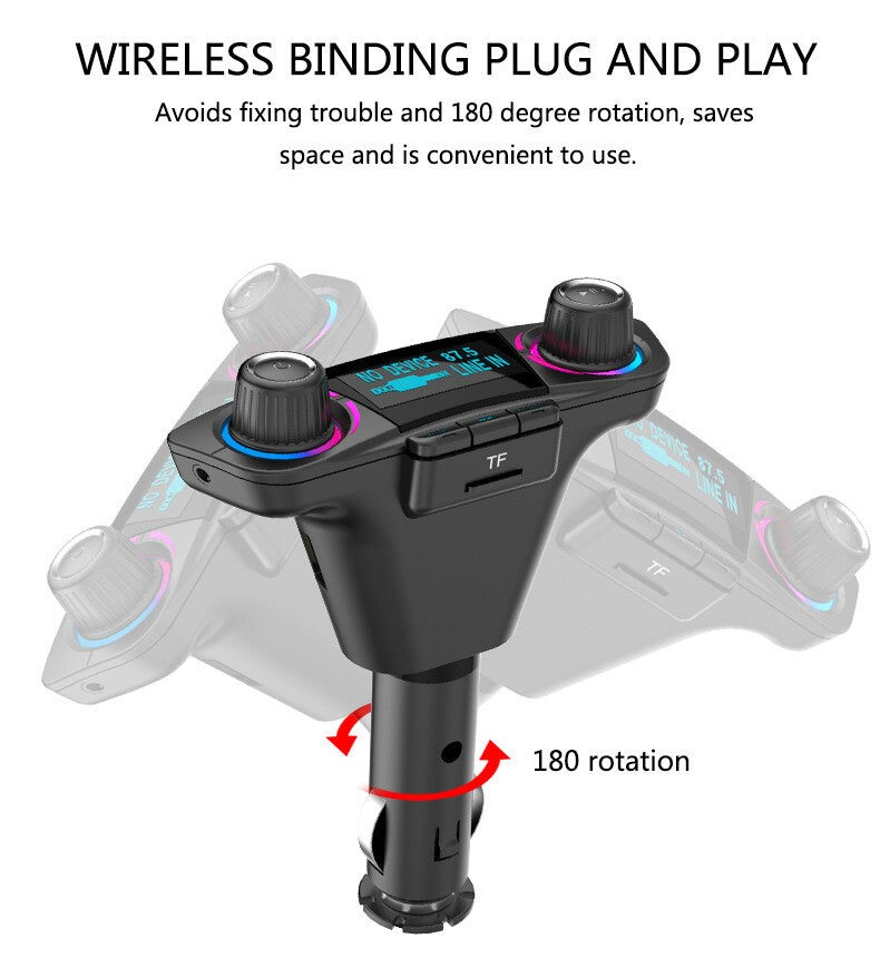 Car Wireless Bluetooth MP3 FM Transmitter AUX Audio Stereo Adapter 2 USB Charger