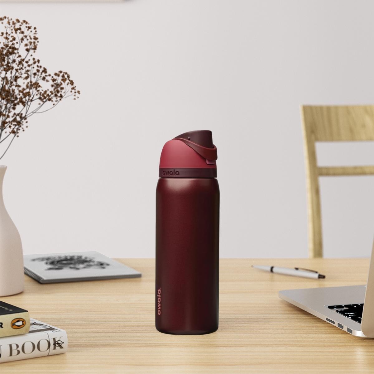 Stainless Steel Water Bottle Freesip 32oz Insulated- Black Cherry Portable
