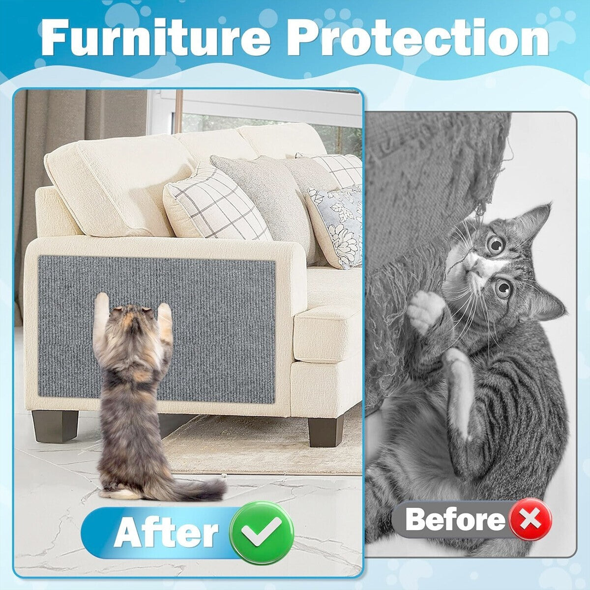 Self Adhesive Pet Cat Scratching Mat Antislip Play Protection Claw Scratcher Pad