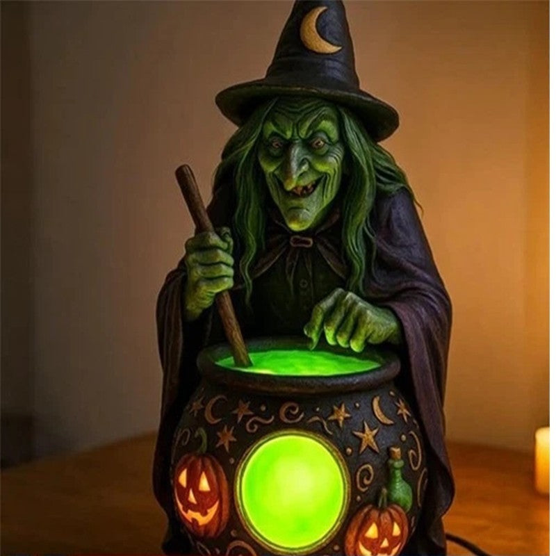 Halloween Witch Cauldron Lamp, Halloween Party Home Desktop Decoration Giift New
