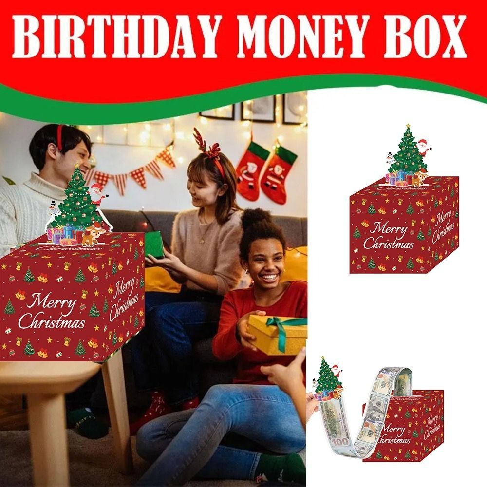 Paper Christmas Cash Box Money Roll Pull Out Cash Gift Box Party ChristmasDecor