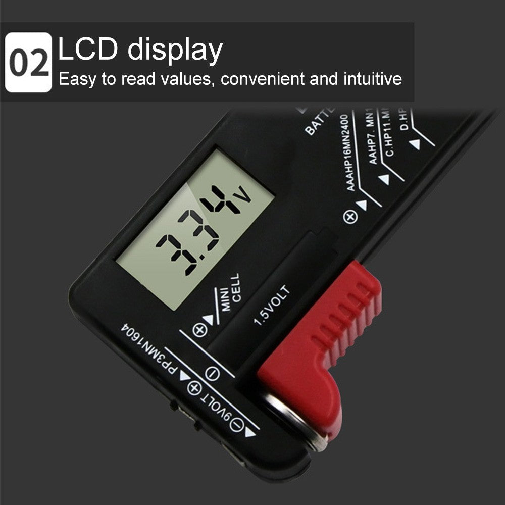 Universal Digital LCD Battery Checker Volt Tester Cell AA AAA C D 9V .