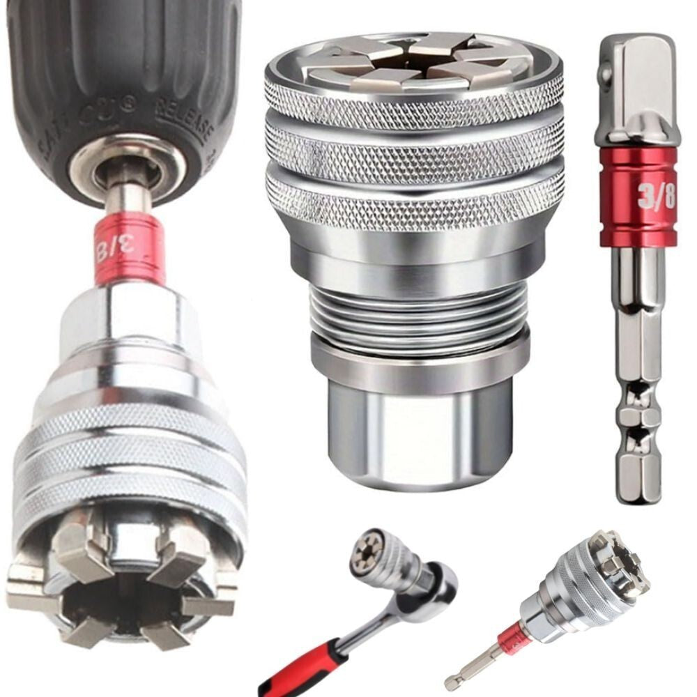 2x Universal Adjustable Socket Wrench Set 3/8 Inch Drive Adapter Spanner Tool