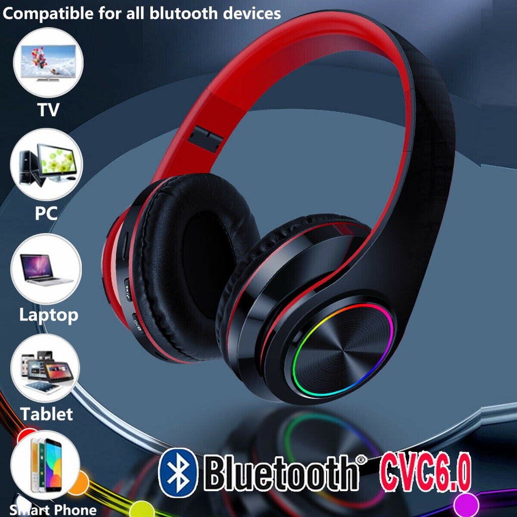Wireless Bluetooth 5.1 Headphones Noise Cancelling Over-Ear Stereo Earphones UK~