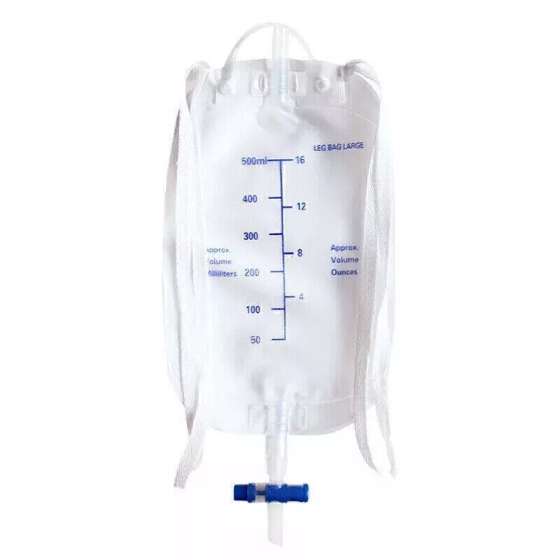 5 Pack 500ml Urine Catheter Leg Bags with Long Lever Tap Valve Complete Kit