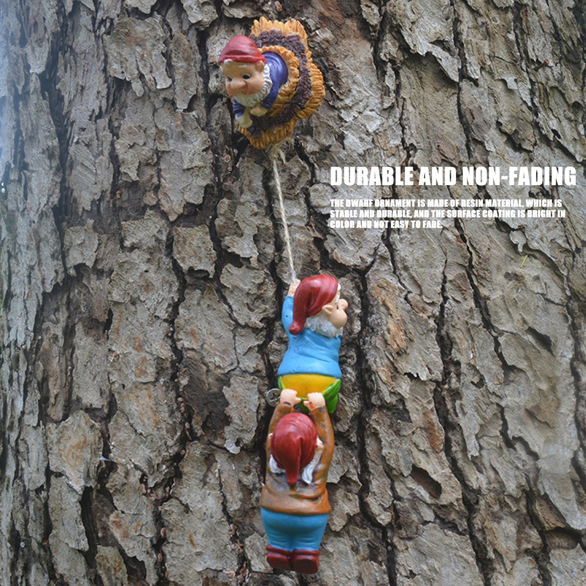 Climbing Gnomes Tree Funny Gnome Garden Statue Resin Dwarf Sculpture Ornament UK