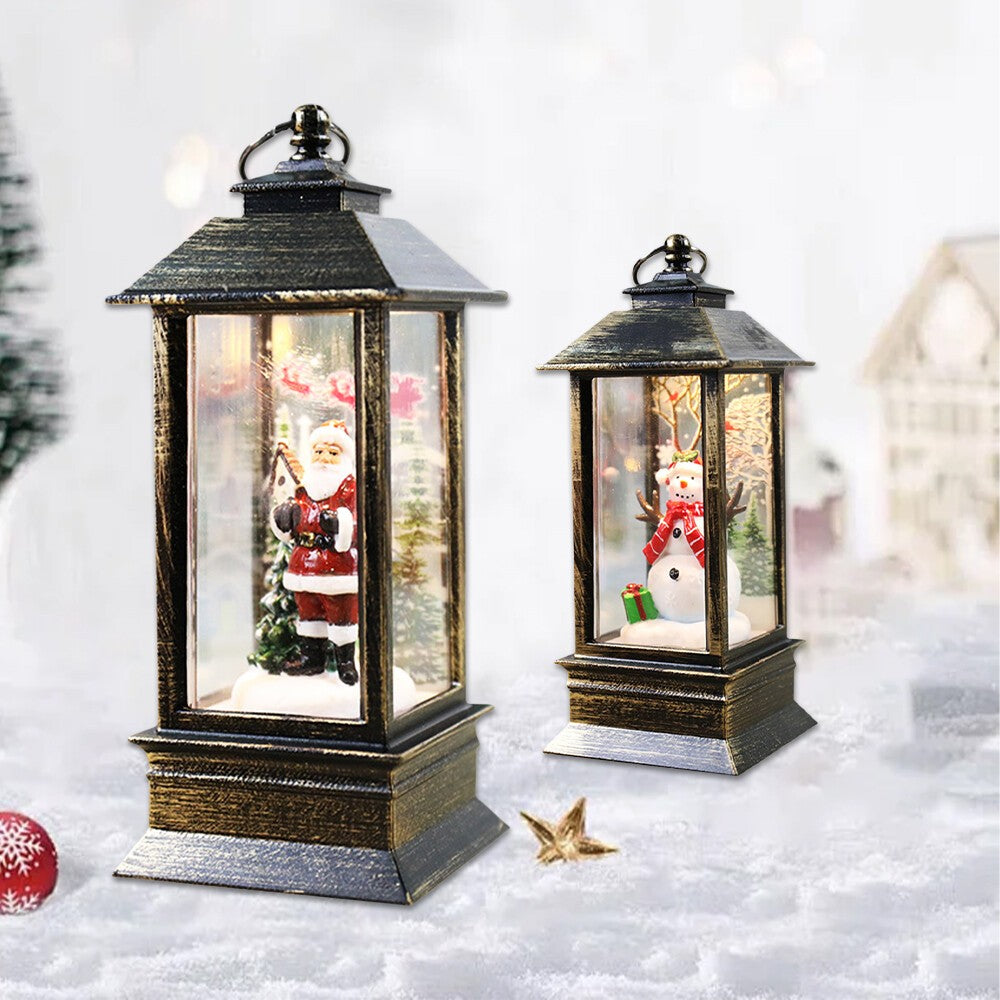 Christmas Snow Globe Lantern LED Light Santa Hanging Night Lamp UK