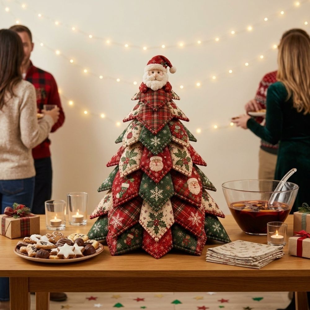 DIY Quilted Christmas Tree Kit Vintage Style Handcraft Fabric Patchwork Tree