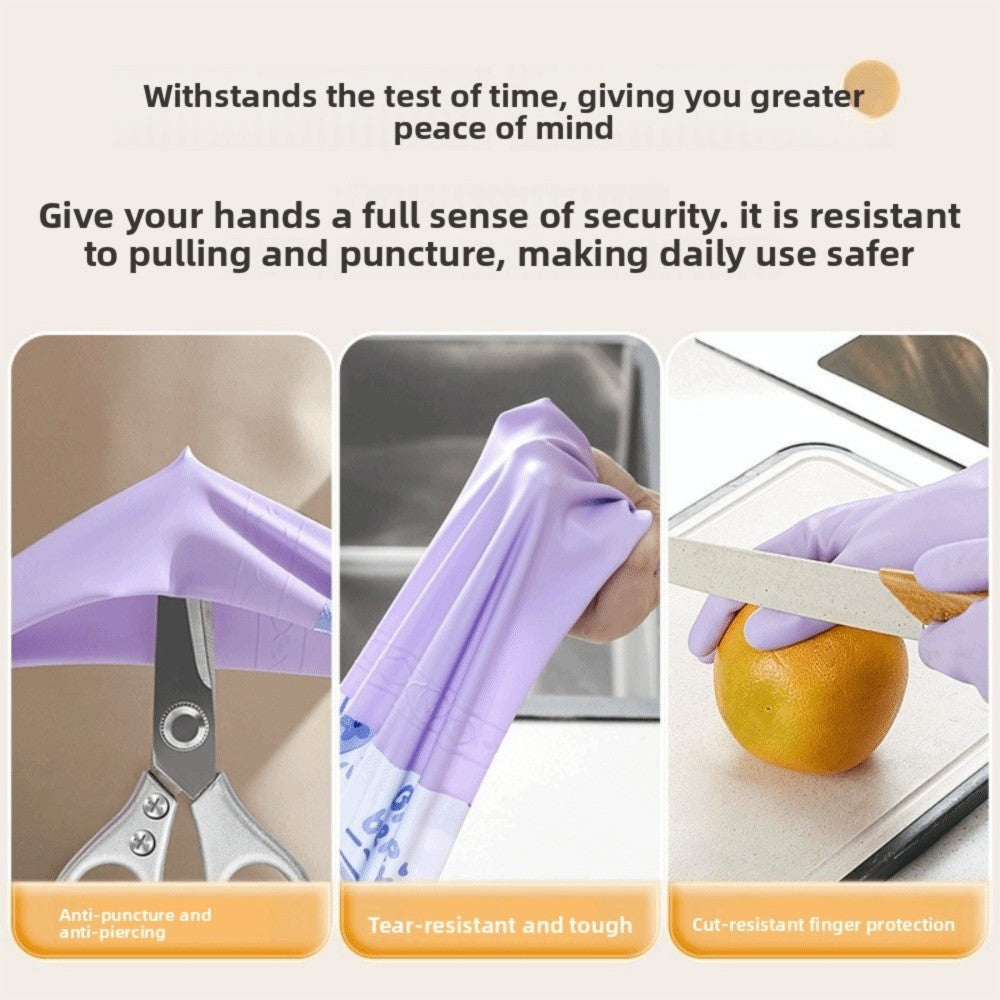 Fleece Lined Dishwashing Gloves Waterproof Scrubbing Gloves  Outdoor Cleaning
