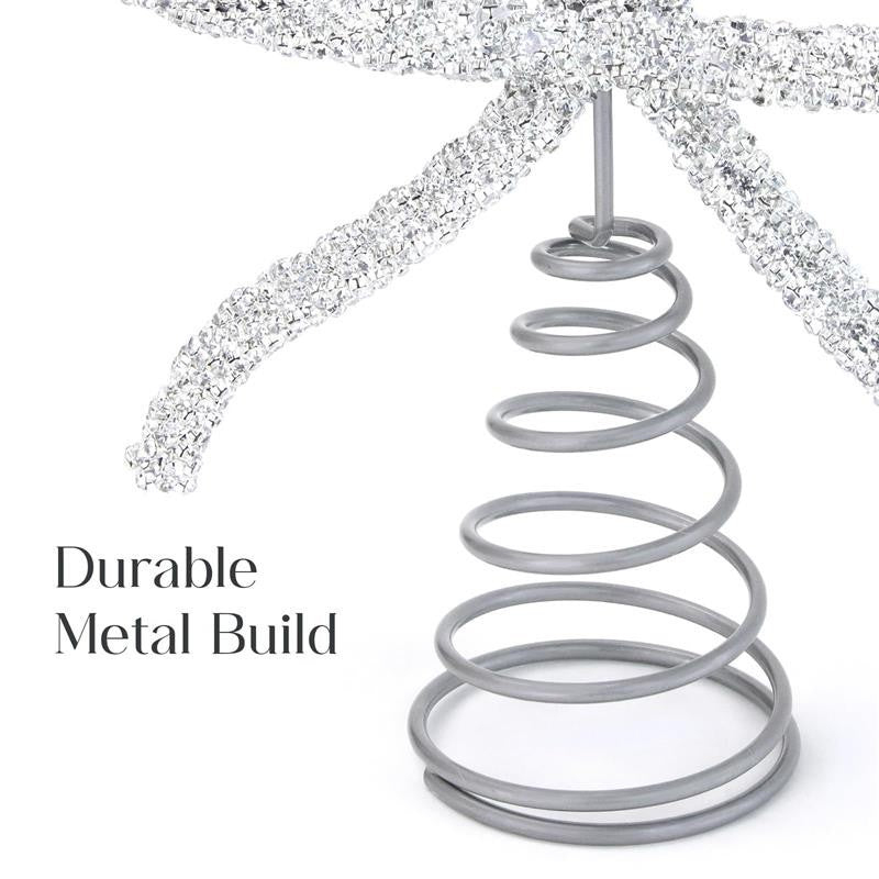 Christmas Tree Topper Bow, Gold Glass Rhinestone Bow Tree Topper Christmas Decor